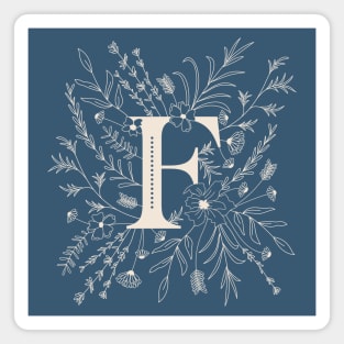 Botanical Letter F (Lake Blue) Magnet